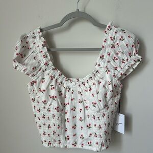 Japna Viral Cherry short sleeve Crop Top